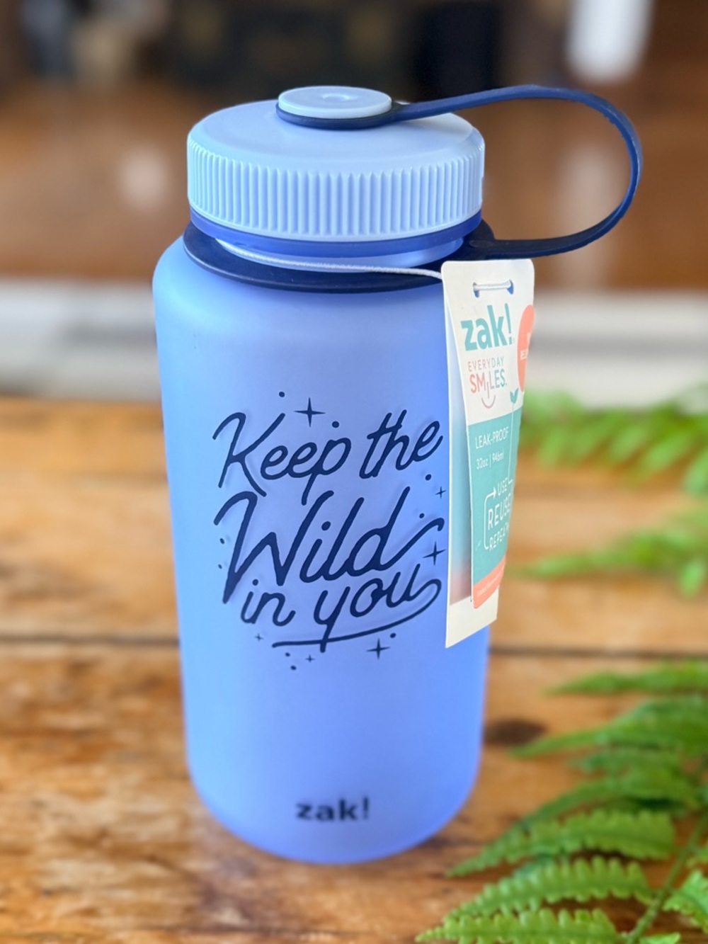 zak! Blue Water Bottle - "Keep the Wild in You" NEW